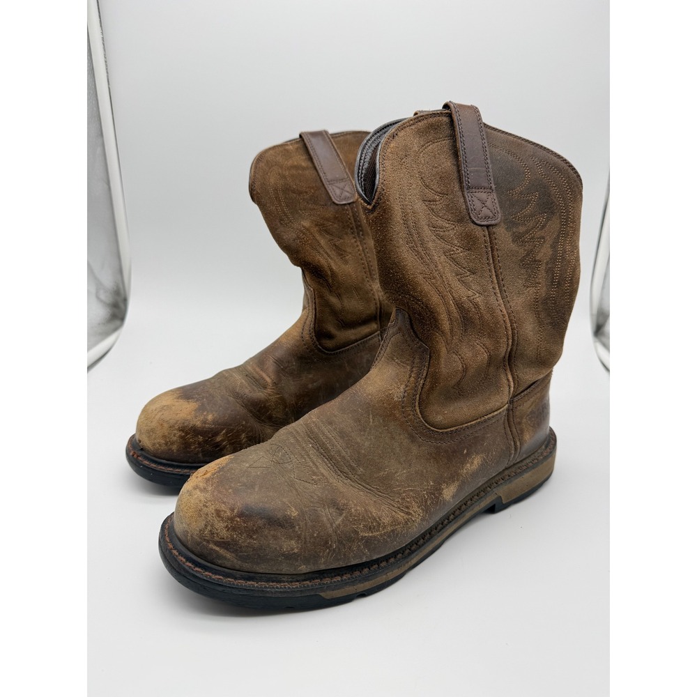 Ariat Groundbreaker Mens 9EE Brown Leather Safety Toe Work Boots 10014241